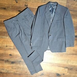 VTG Mens Calvert 2pc Suit Jacket 46L/ Pants 41L TEXTURED Gray‎